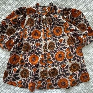 Alix of Bohemia Winnie Pastis Floral Cotton Blouse India L